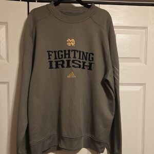 Adidas Notre Dame Gray/ Green  and Gold Fighting Irish Climate Waffle Pullover